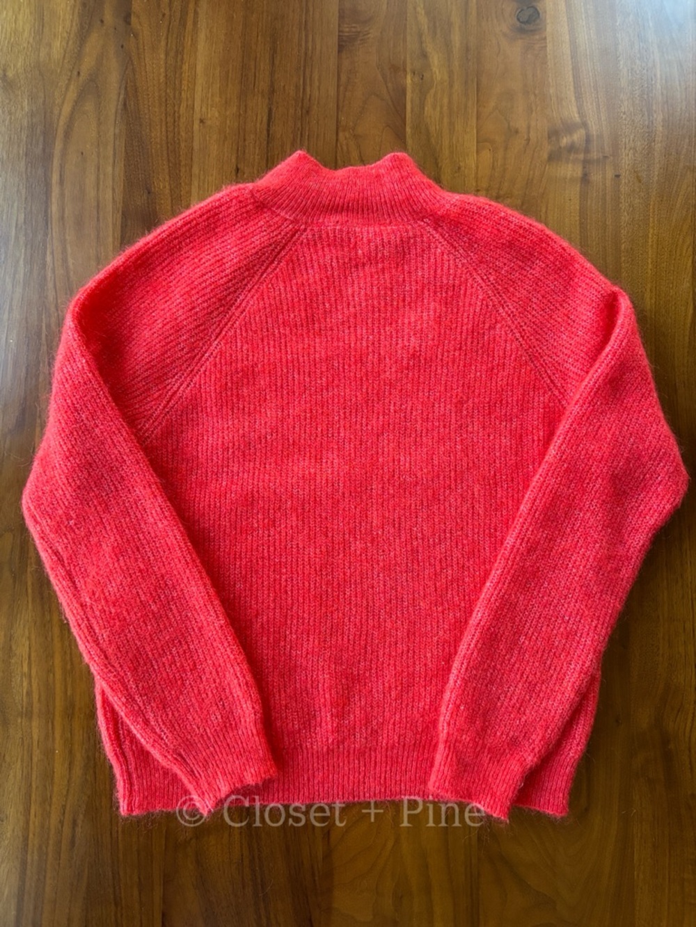 Sezane Trudy Jumper Red Size Medium Pullover Sweater Button Neck - Picture 5 of 12